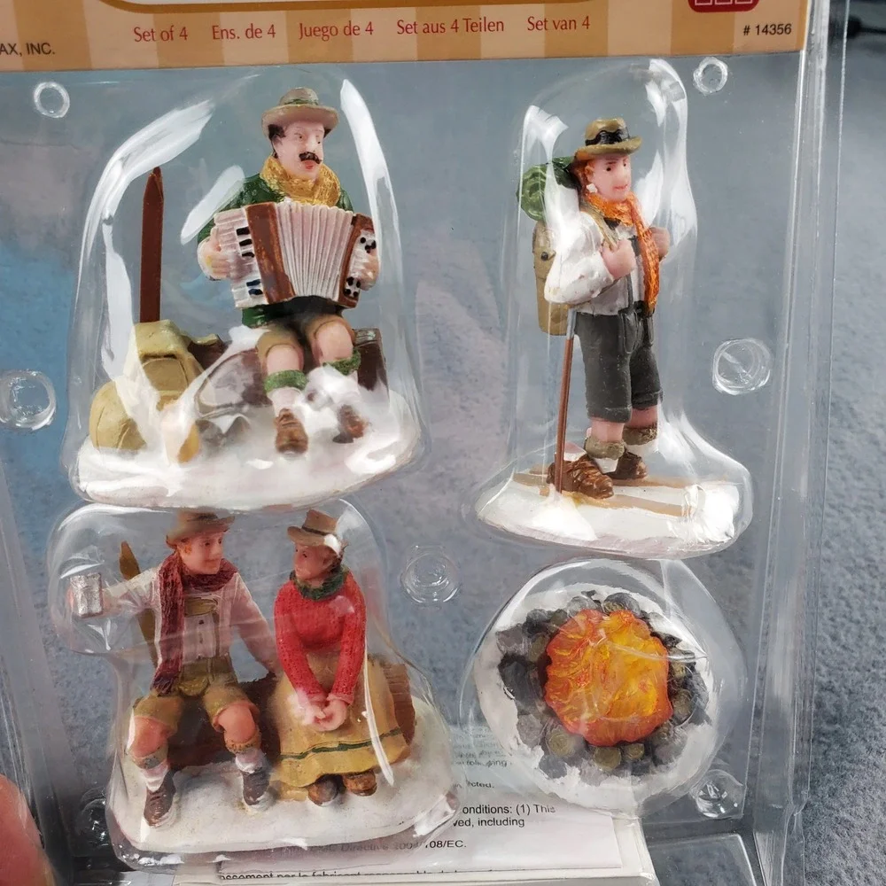 Lemax Lighted Accessories Set of 4 Village Alpine Ski Party Collection